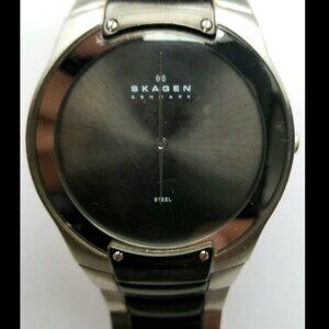 $220 ULTRA SLIM SKAGEN PEWTER ARKTITEK STAINLESS STEEL WATCH
